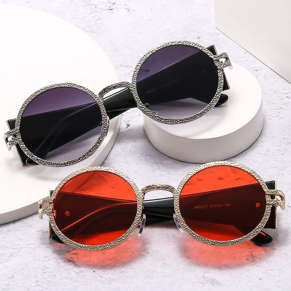 Trendy Round Punk Sunglasses Oval Uv Protection Hip Hop Shades Retro Wide Temples Sun Glasses For Women & Men