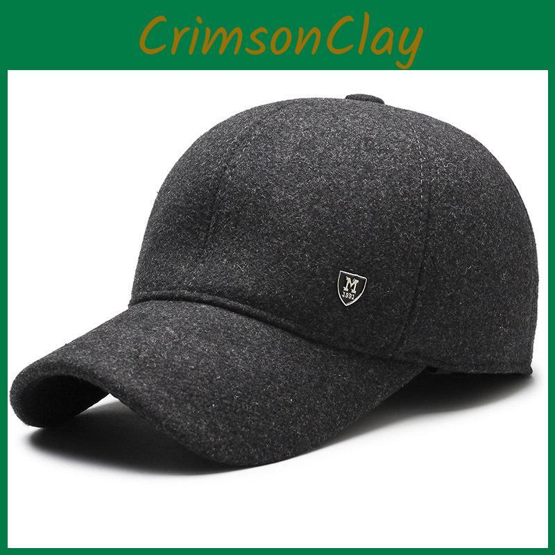 Simple Solid Color Middle Aged Warm Windproof Baseball Cap For Autumn And Winter