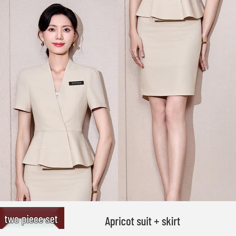 Women's Short Sleeve Professional Suit for Salon and Hotel Work