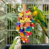 Bird Cage Hanging Toy Wood Block Corn Cob Sisal Rope for Parakeet Lovebird Cockatiel