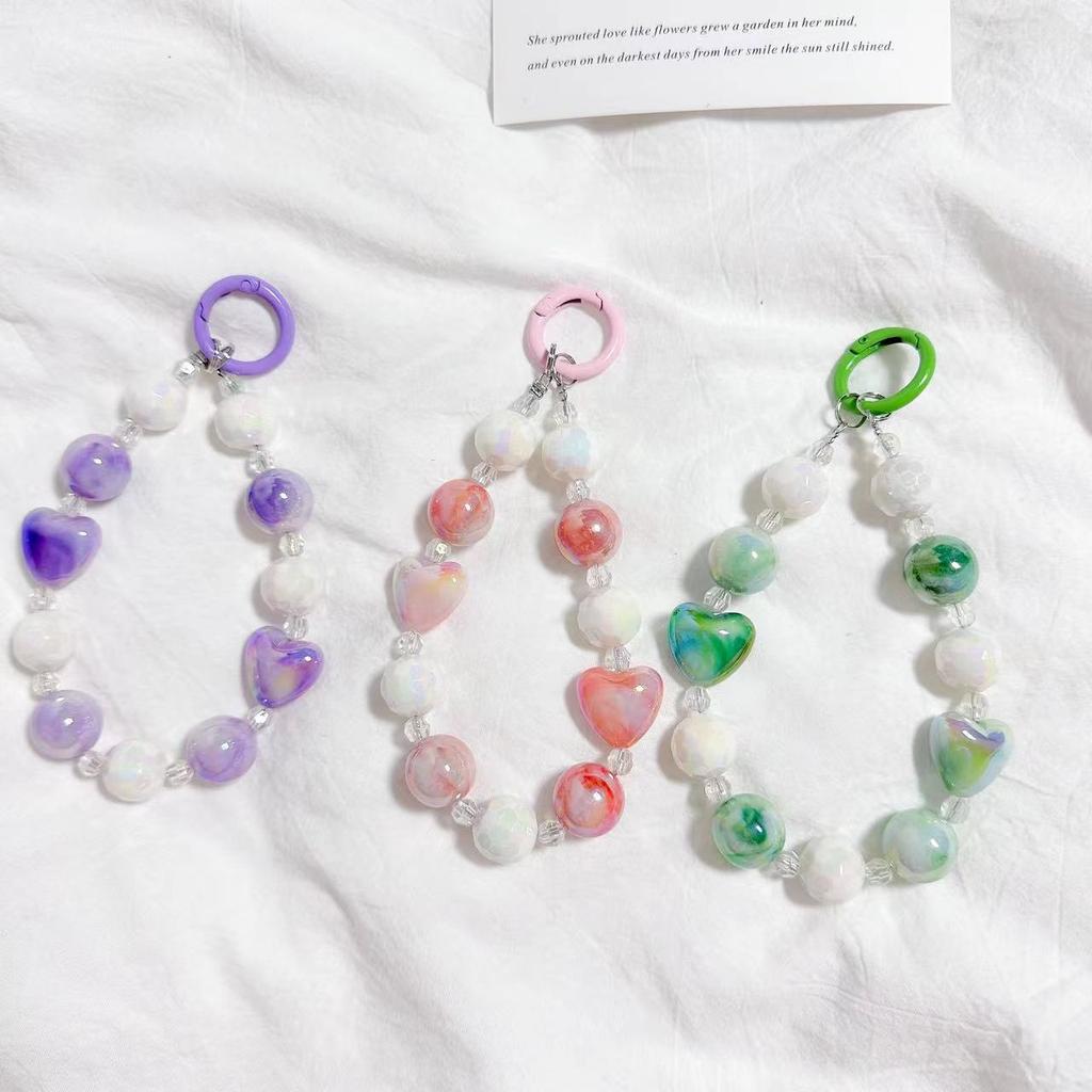 Color love beaded mobile phone chain personalized pendant bracelet bracelet anti-lost wrist strap pendant pendant advanced sense
