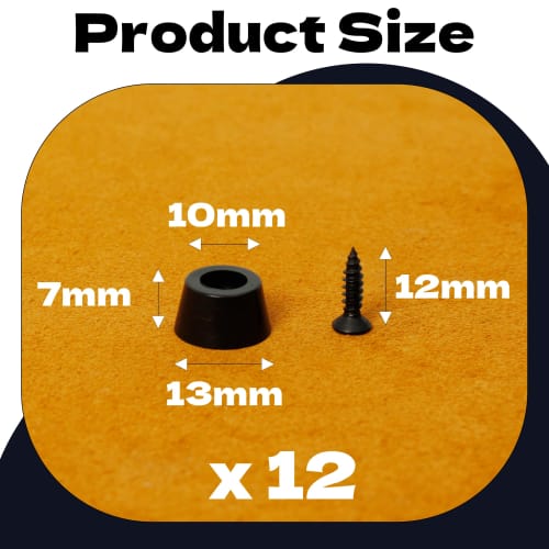 JooBsoso Rubber Feet, 12-Piece Set, D13x10xH7mm, Cushion Rubber, Anti-Vibration Rubber, Screw Mount, Rubber Cushion, Rubber Sole