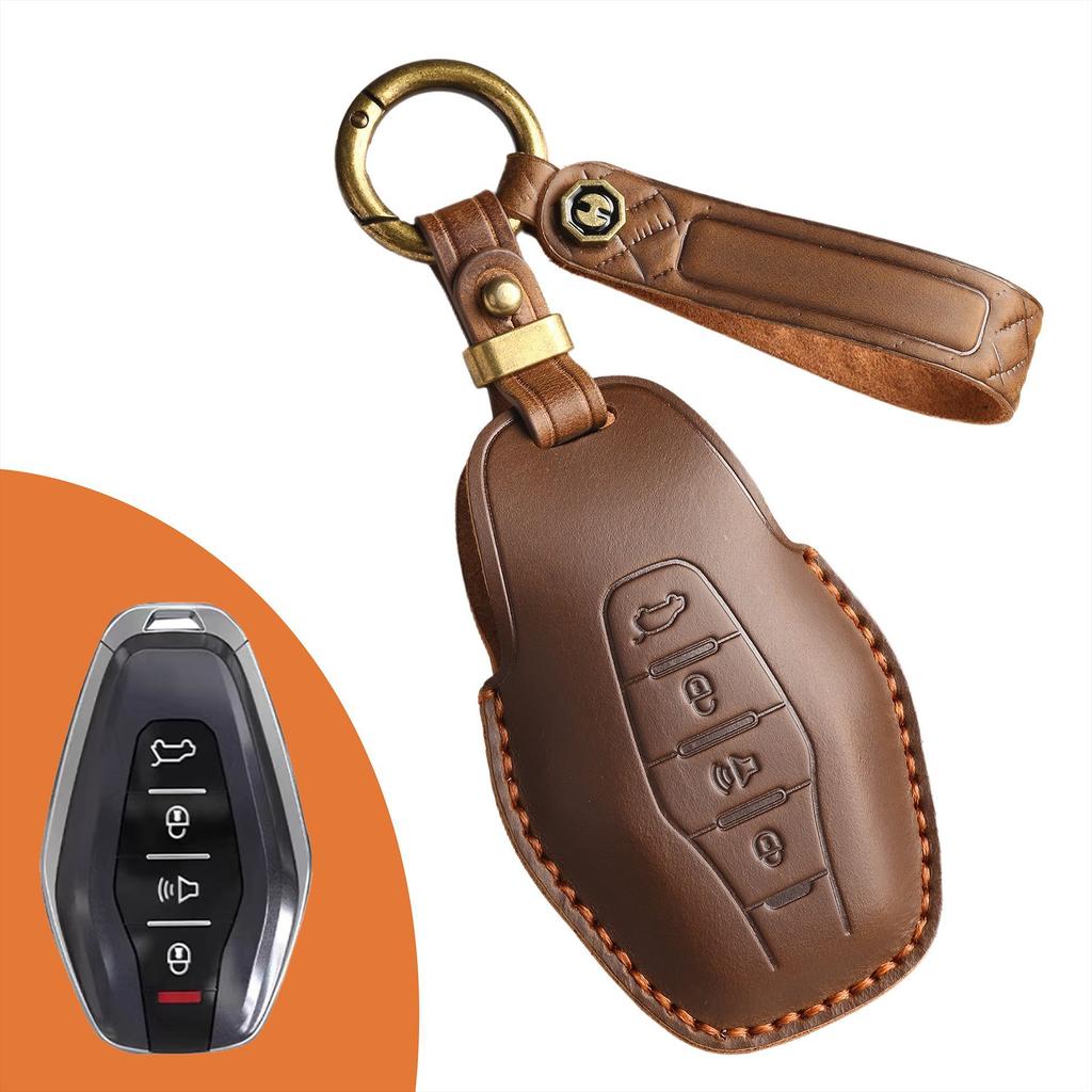 Retro Key Cover Is Suitable for Jietu X90 X95 X70pro Jietu X70M Handmade Leather Key Case Ring.