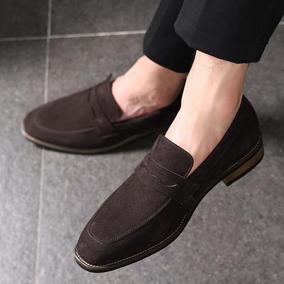Fashion Men's Classic Retro Penny Loafers Moccasins Cow Suede Fashion Men's Leather Casual Shoes Mens Outdoor Driving Slip-on Flats