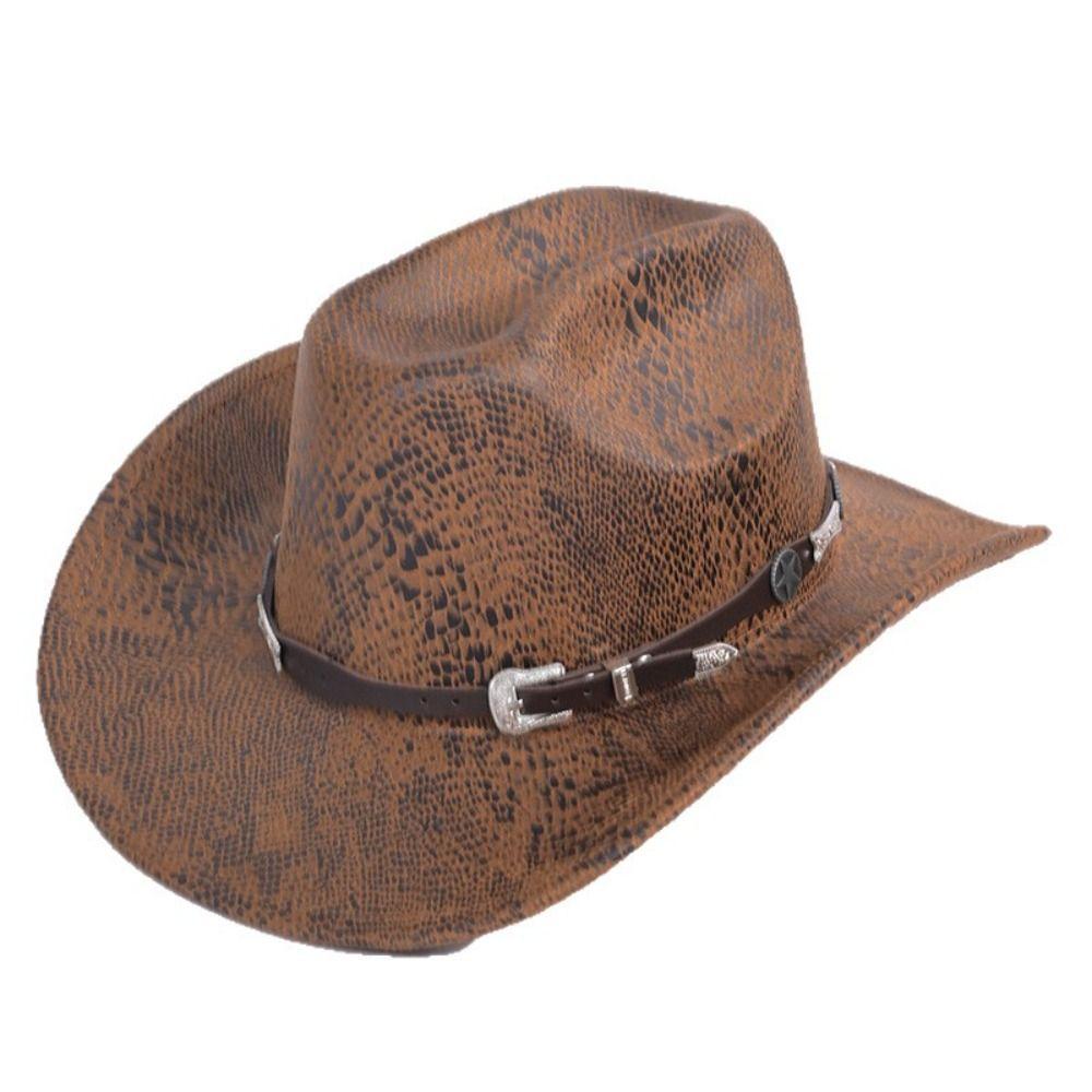 Wide Brim Cowgirl Jazz Hat Serpentine Visor Caps Gentleman Knight Hat  Outdoor