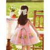 Mädchen-Traumhaftes Dreidimensionales Schmetterlingsflügelkleid, Süßes Mehrfarbiges Blumenbesticktes Netz-Prinzessinnenkleid für Sommer-Geburtstagspartys