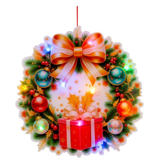 Glowing Santa Door Hanger LED Christmas Decor with Reindeer Snowman DIY Lighted Holiday Hanging Ornaments for Window Mantel Decorations