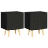 VidaXL Bedside Tables 2 Pcs Black 40 X 30 X 50 Cm Solid Pine