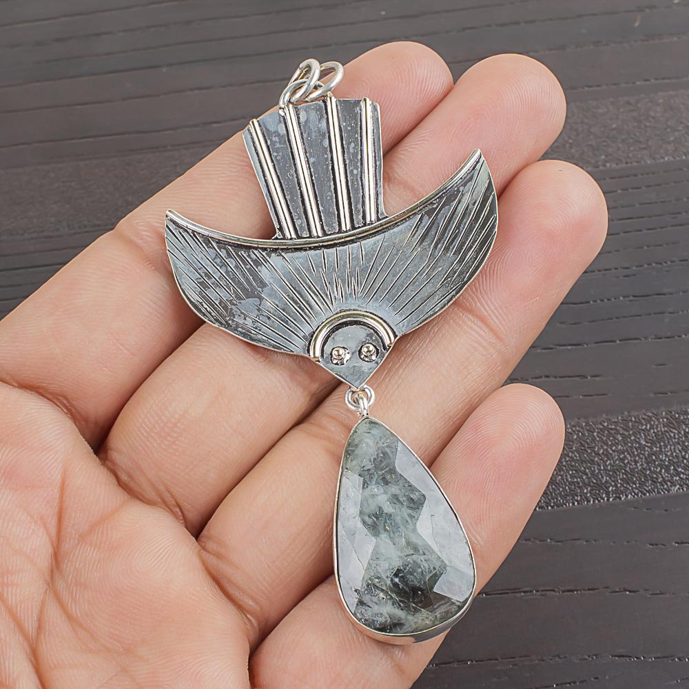 

Natural Aquamarine Gemstone 925 Sterling Silver Jewelry Designer Pendant 3.03 AJP-2091