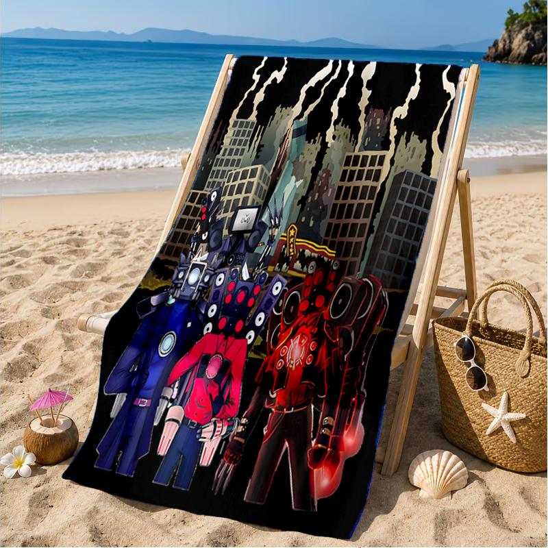 Robot Invasion Alert Beach Towel, Microfiber Beach Towel, Perfect For Pool, Beach, Travel, Home Decor Beach Party Fan Gifts