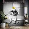 Miyotaa Lustiges Hunde Duschvorhang Set 60B x 71H Zoll Badezimmer Bulldogge Labrador Vintage Retro Lustiges Tier Wasserdicht Badezimmer