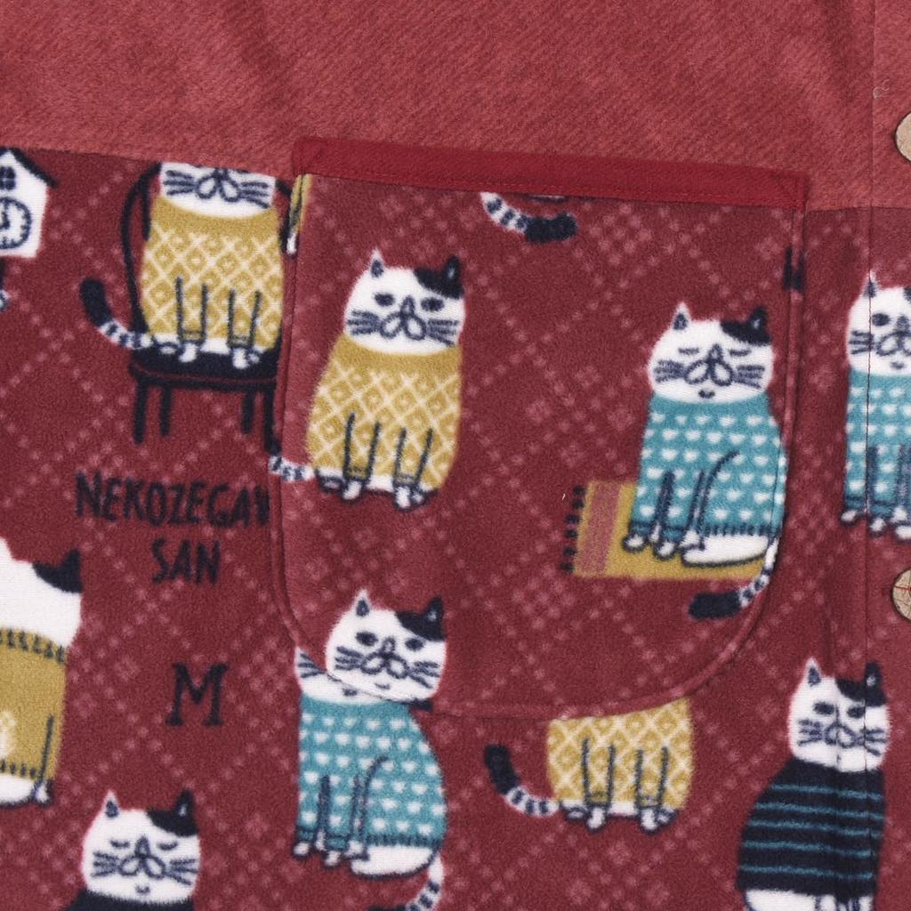 Fleece Fleece Side Button [Kusuguru Japan] Apron, Apron, Red, M-L