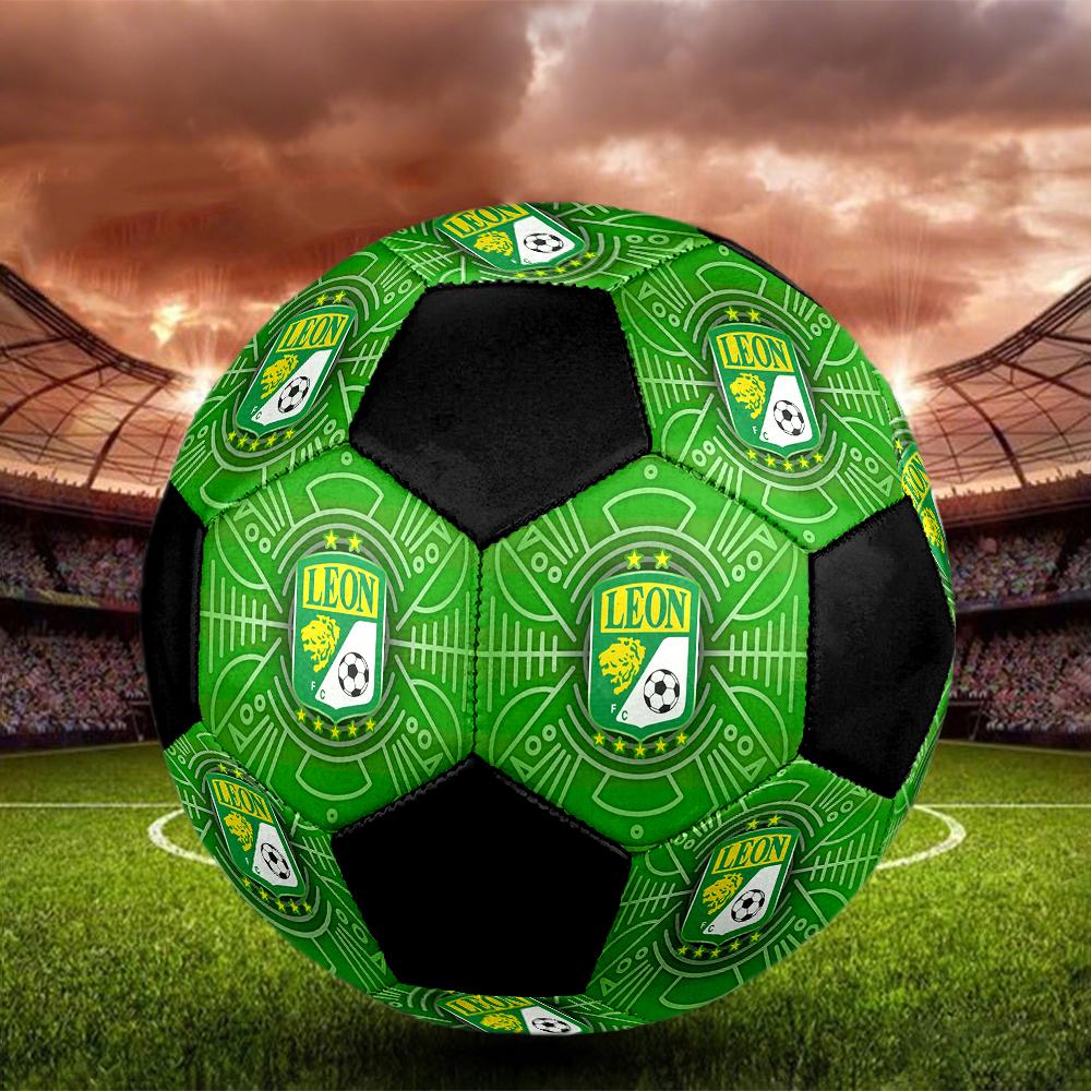 SIZE 5 León FC Soccer Ball Colorful All Ages Machine Stitched PVC Competition Ready Durable High-Bounce