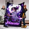 Personalized Custom Name Blanket - Demon Slayer Shinobu Kocho Print Design,Blanket for Sofa,Bed,Travel,Camping - Soft and Warm, Great Gift