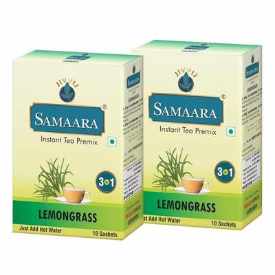 Samaara Instant-Tee-Premix-Beutel | Zitronengras-Aroma Assam Schwarztee-Pulver | 20 Beutel Schachtel 300g