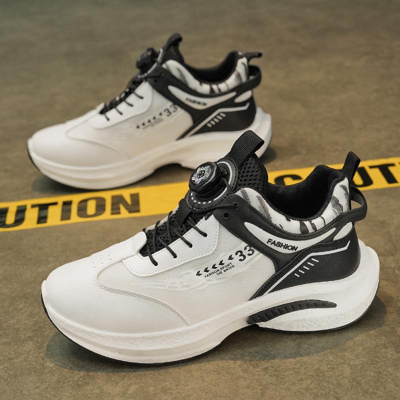 Men's Breathable Casual Sports Shoes Four Season New Rotating Shoelaces Outdoor Running Shoes Student Sneakers Youth Trendy