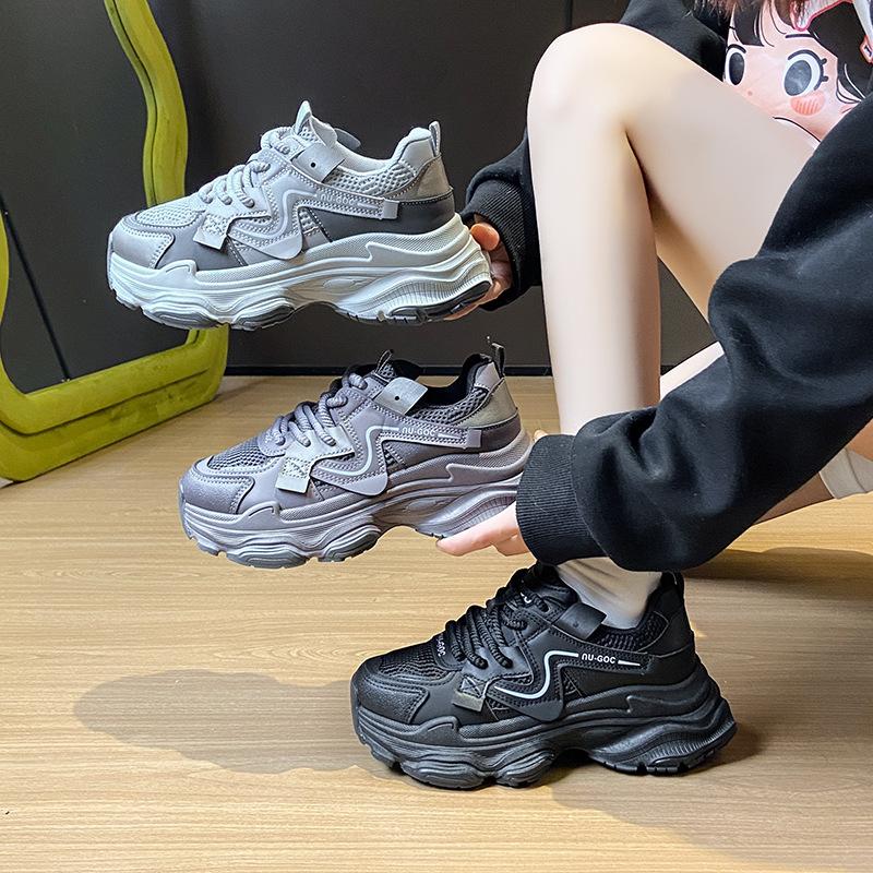 New dad shoes girls spring student sports running shoes casual shoes thick soles increase