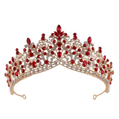 Brudekrone Barokk Atmosfærisk Rhinestone Prinsessekrone Brud Bryllup Hodeplagg Legeringskrone