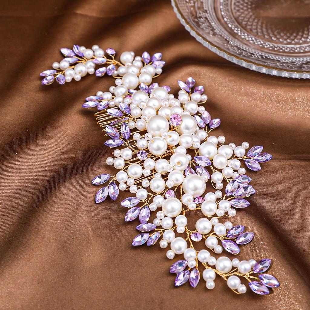 Blume Perle Kristall Haarspange Hochzeit Haarkamm Haarnadel Stirnbänder für Braut Frauen Hochzeit Haarschmuck Schmuck Tiara Geschenk