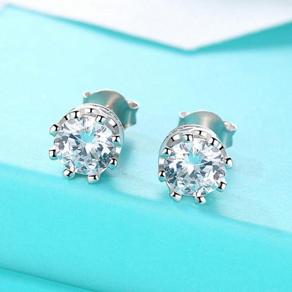 1pc Simple Crown Earrings, Light Luxury Synthetic Zircon Earrings