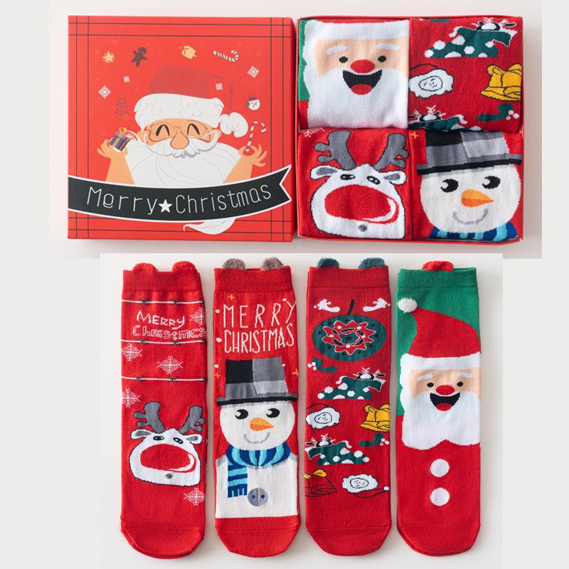 3D Cartoon Christmas Stocking Gift Set: Cute Mid-tube Women’s Socks for Autumn & Winter