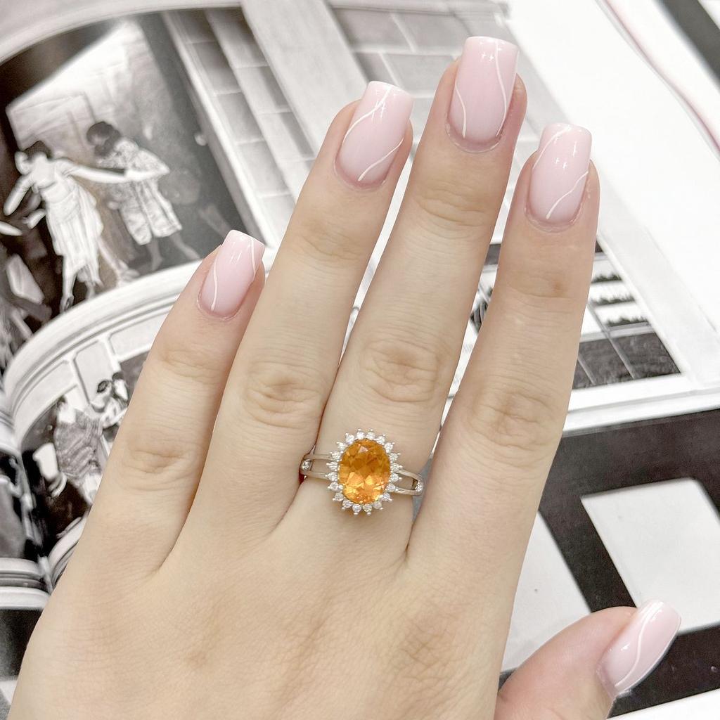 Silver Ring with Natural Golden Quartz 2.937ct, Cubic Zirconia, Product Weight 3.68 G (2163350)