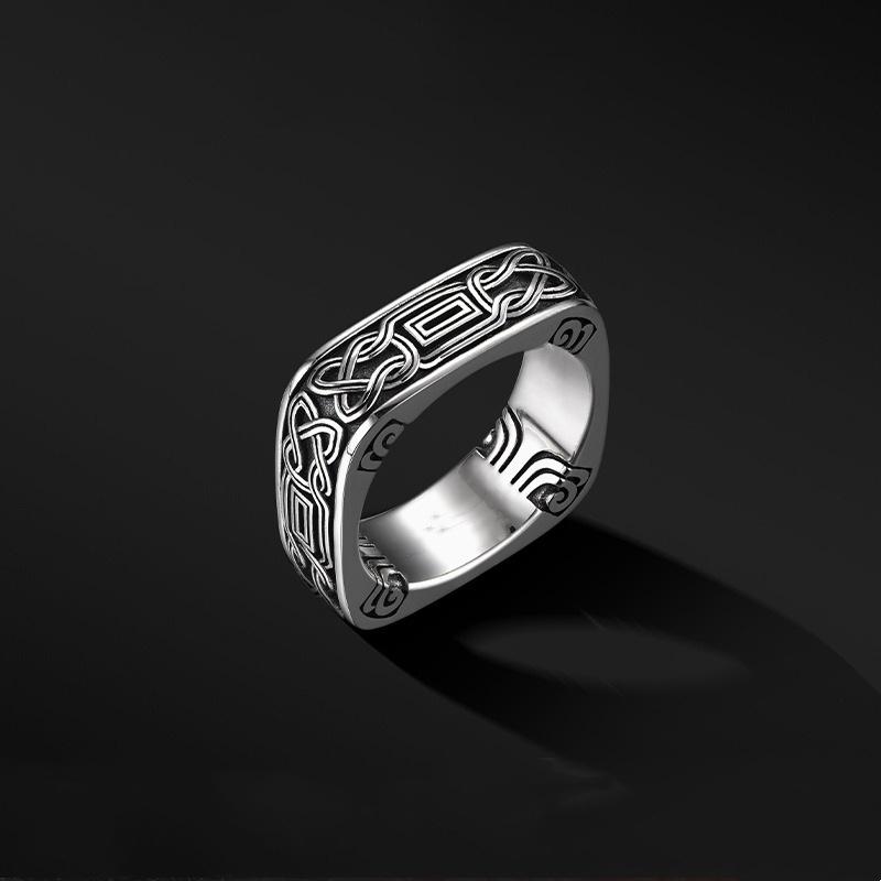 Men's INS Design Thai Silver Retro Open Ring - Unique High Street Personality