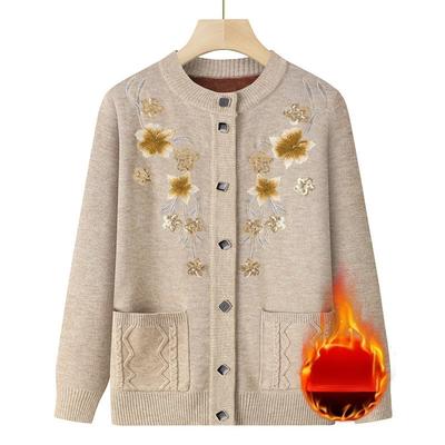Elderly People In Autumn and Winter Warm Tops Winter Jackets Elderly Men Base Shirts Women Grandma Sweaters Plus Velvet Mother Cardigan