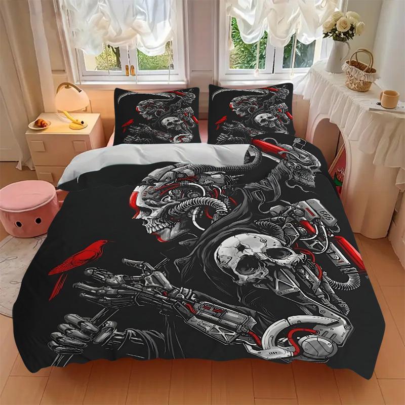3pcs Bedding Set Cyberpunk Death Includes 1 Comforter + 2 Pillowcases, Without Pillow Inserts, Soft Comfortable, Lightweight Breathable, Pri