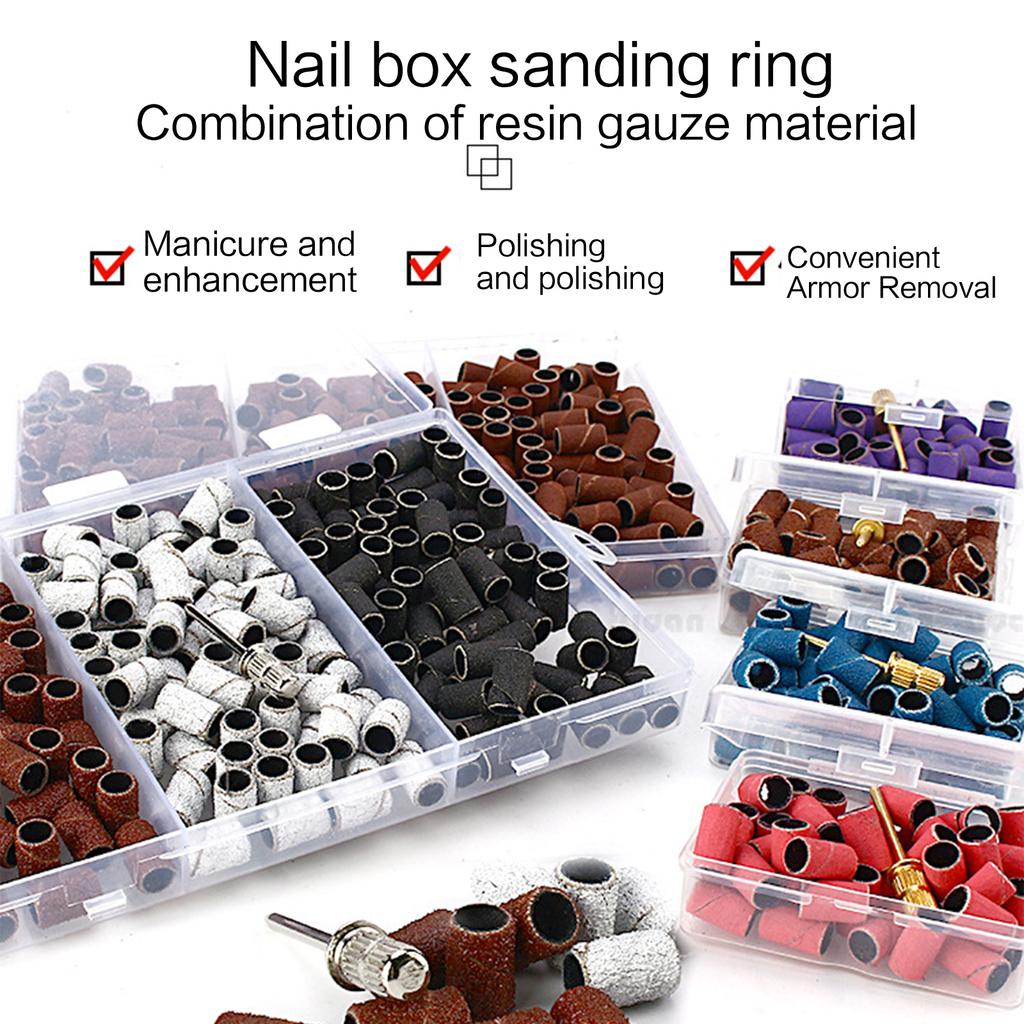Professional Sanding Bands Nail Manicure 80/120/180/240 Grit File Sand Piece Set For Nail Drill Bits Manicure Tool