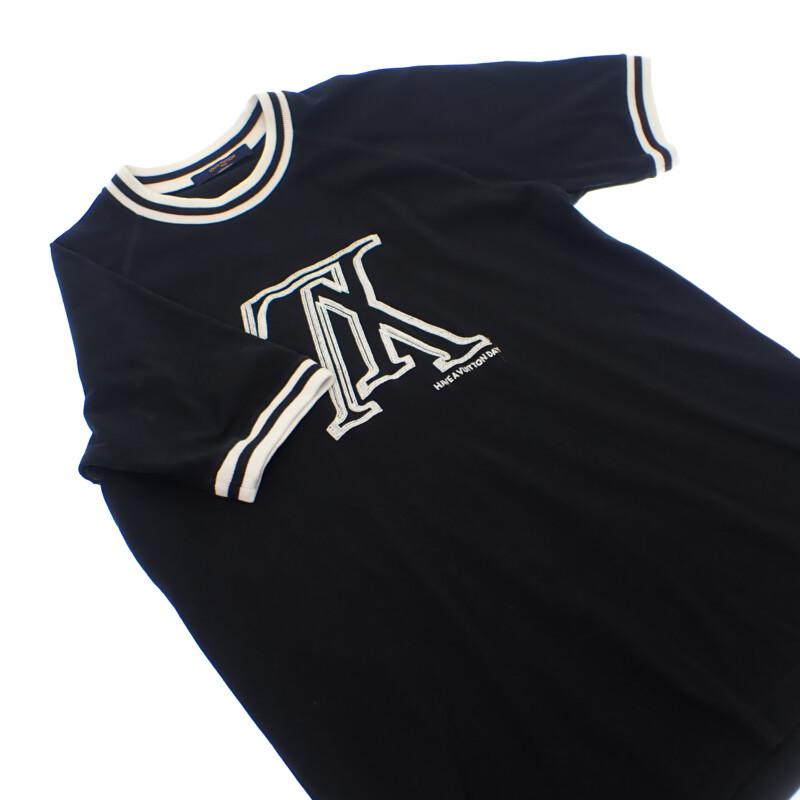 Louis Vuitton XL Short Sleeve T-shirt Black/white Cotton Mens