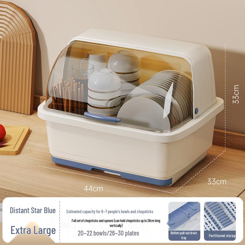 Kitchen Cupboard Dish Rack with Lid and Utensil Holder