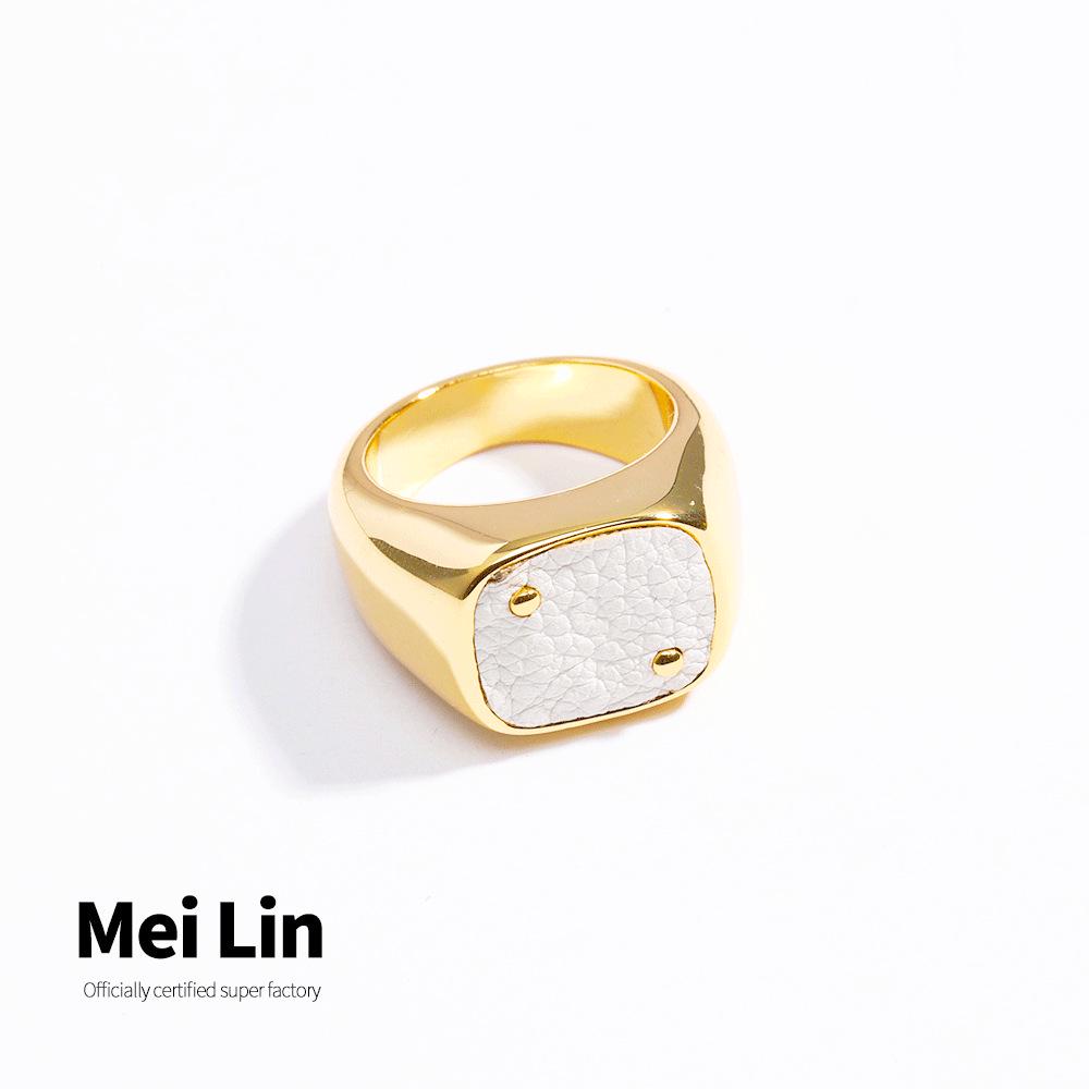 

Роскошное европейское и американское кольцо с инкрустацией кожей уникального дизайна Light Gold + White Leather