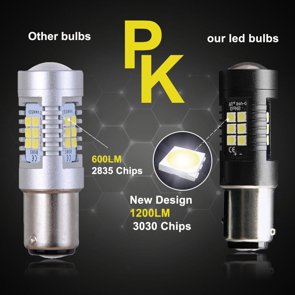 2 stücke 1200Lm 1157 BAY15D Led P21/5W Led-lampen 21SMD 3030 Auto Reverse Lichter Stop Rücklicht blinker Rot Bernstein Weiß