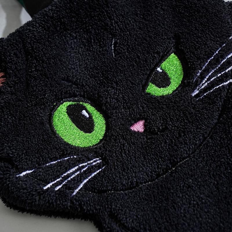 Cartoon Black Cat Hand Towel Animals Shape Absorbent Hand Cloth Kitchen Cleaning Wipe Cloth Kid Bathroom Hanging Towel