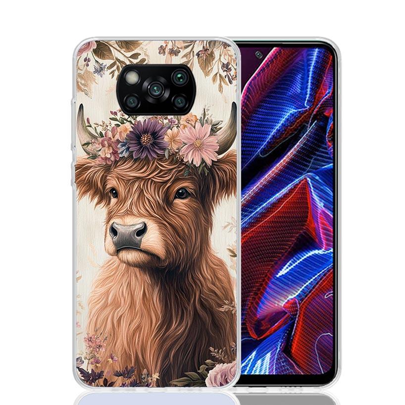 Cute Highland Cow Phone Case For Xiaomi Poco X7 X6 X5 Pro F7 Ultra Redmi 15C 15 13 13C 12 12C 10 10A 10C 9 9A 9C 9T Cover Poco X