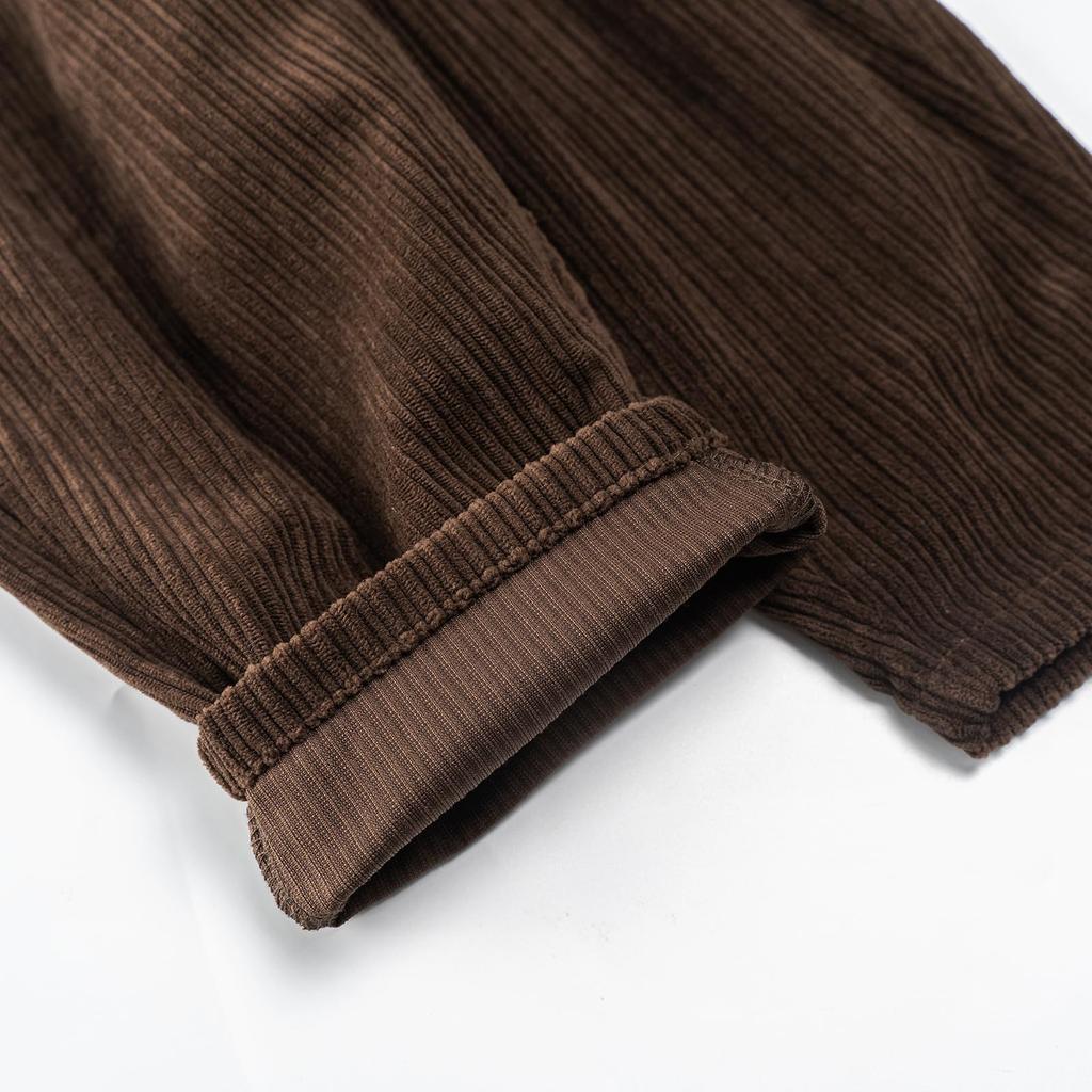 Volunboy Corduroy Pants for Kids and Long Stylish Tapered Pants for Boys and Loose Sizes Size Babies, Pants, Girls, Fit, Casual, 90-130cm (Brown, 100)