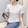 Summer New Fashion Women 100% Cotton Beading Butterfly Designer T-Shirts Short Sleeve Tees Casual Female Tops Shirts