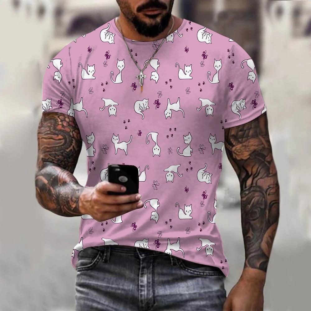 Christmas and summer men's 3D fashionable round neck slim fit T-shirt