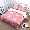 Cute White Dogs with Pink Bows Bedding Duvet Cover Set  (1*Duvet Cover 2*Pillowcases, Without Duvet Insert)
