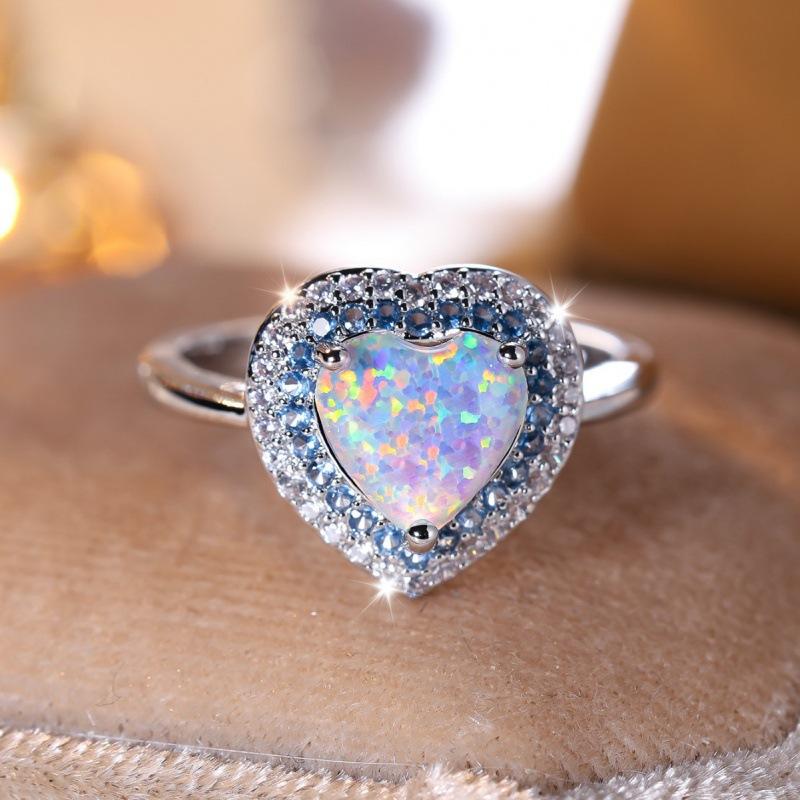 

Love white diamond edge simple personality niche ring 13