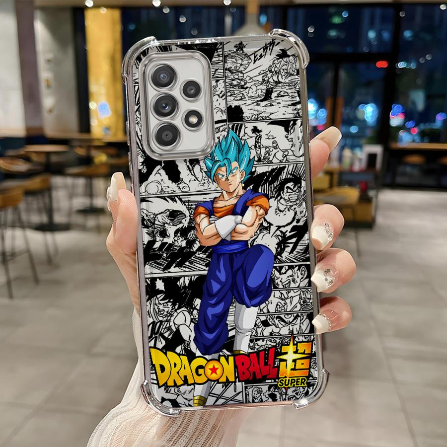 Průhledný kryt pro Samsung Galaxy A16 A35 A36 A52 A17 A24 A33 A15 A13 A21s A26 A25 Roztomilý kreslený anime Saiyan Goku