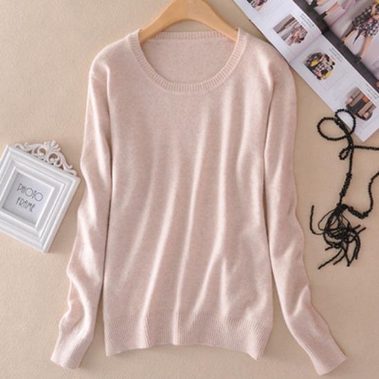 GMXIA Women's Knitted Sweater for Autumn and Winter, O-neck Slimming Sweater, Short and Large-sized Pullover Base Layer