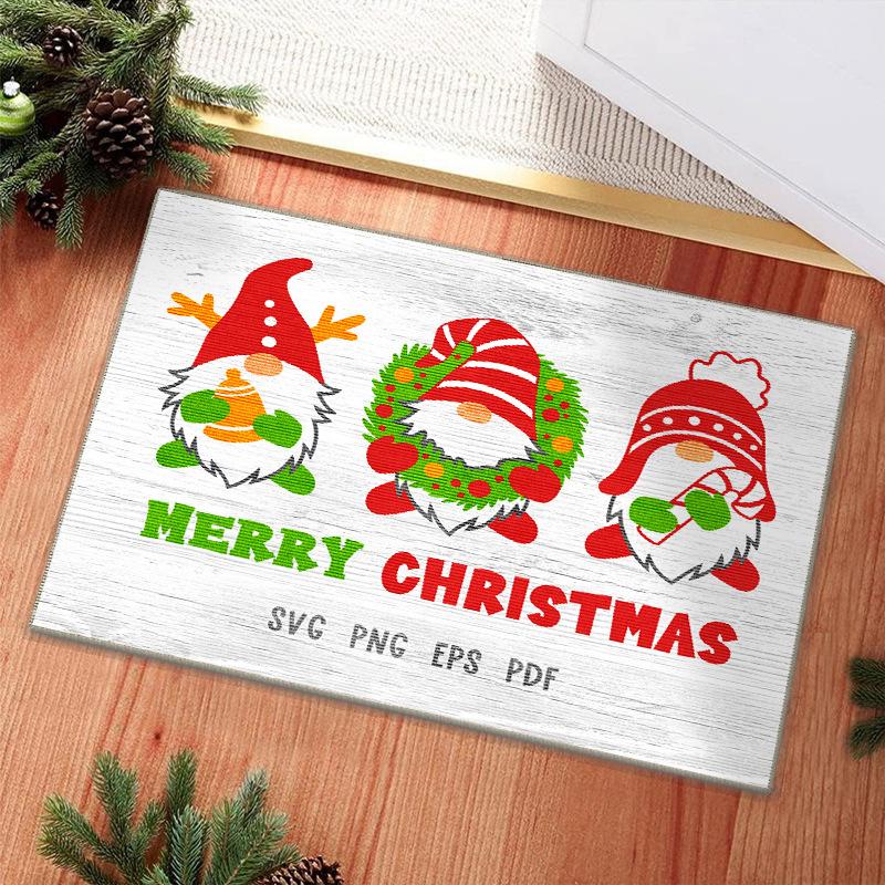 Festive Christmas Gnome Carpet Mat Traditional Red Plaid Rug Happy New Year Snowflakes Xmas Gift Home Decoration Floor Mats