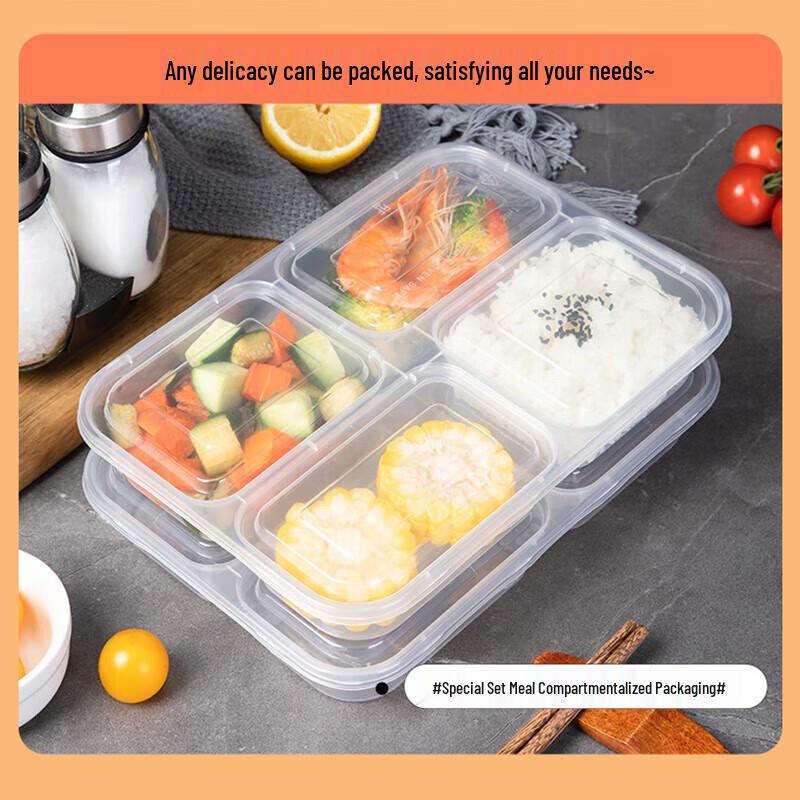 Disposable 4-Compartment Rectangular Food Container