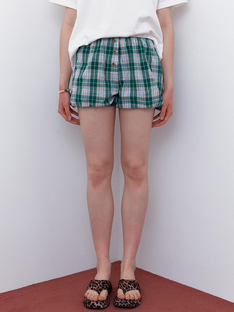 TILDA MA TILDA Pumpkin Elastic Shorts_Green Check