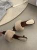 SUOJIA Fur Autumn New Women's Summer Beach Open Toe Slip On Slides Ladies Elegant Thin High Heel Dress Pumps Slides