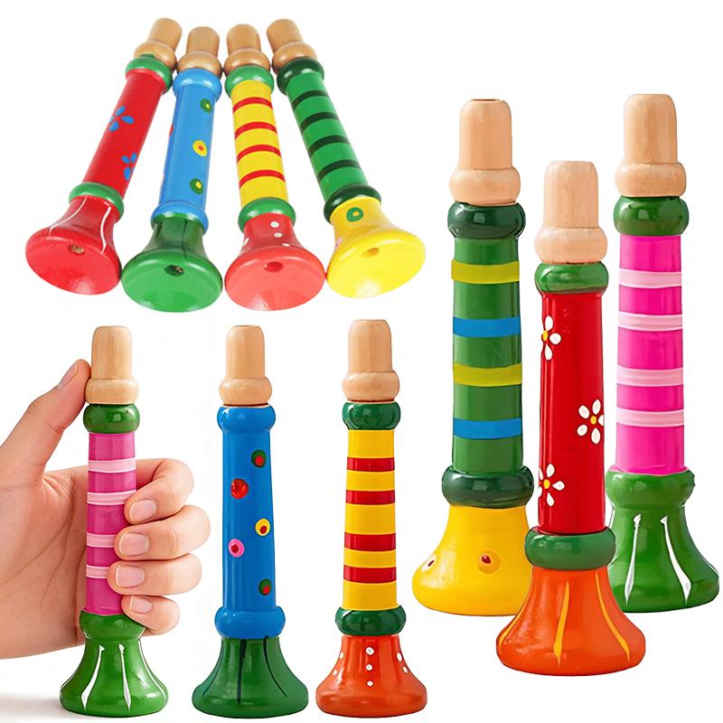 1PC Wooden Trumpet Horn 5 Colors Available Small Whistle Horns Musical Instruments Suitable for Beginners Party Noise Makers ZYF