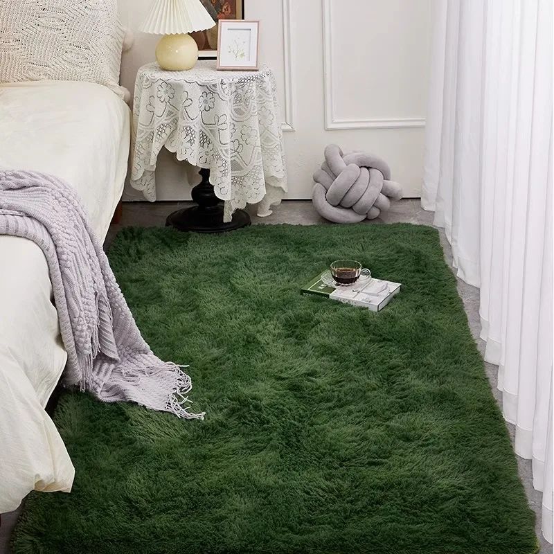 Silk Wool Rugs Luxurious Green Carpet