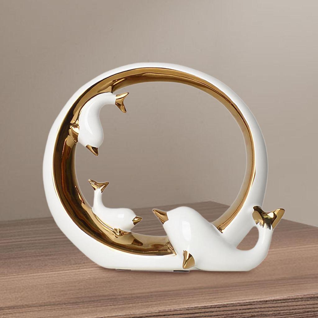 Keramik Delfine Statue Schreibtisch Sammlung Handwerk Regal Dekoration Tischplatte Ornament für Wohnzimmer